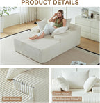 67 Inch Chaise Lounge Chair Indoor, Oversized Upholstered Boneless Sofa Bed, Corduroy Deep Seat Sleeper Couch Reading Chairs, Comfy Cloud Sofas Couches for Living Room, No Assembly Required (Beige)