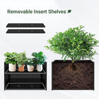 Metal Planter Box 36” x 12” x 24”, Heavy Duty Tall Rectangle Planter Box with Removable Insert Shelves for Porch, Garden, Patio, Yard