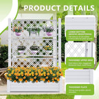 Raised Garden Bed with Trellis for Climbing Plants, 43.43" L x 18.27" W x 59.29" H Planter Box with Self Watering Drainage Holes for Outdoor Backyard Patio Balcony, Anti-Rust Resin (Ashen)