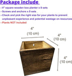 LaLaGreen Wood Planter Boxes for Plants (4x4 Inch, 8 Pack) Small Square Wall Mounted Planters for Indoor Plant, Herb Wooden Box Hanging Flower Pot Plant Holder Outdoor Fence Vertical Garden Home Decor