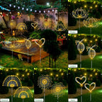 Solar Garden Lights Outdoor Waterproof, 4 Pack Total 480 LED Solar Firework Lights Decorative with 8 Lighting Modes Outside for Yard Pathway Flowerbed Decor, Warm White