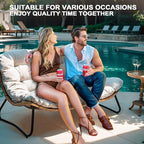 Crestlive Products Outdoor Loveseat 2PCS, Patio Conversation Set, All-Weather Boho Rattan Patio Furniture with Soft Cushion for Balcony, Poolside, Backyard (Without Table)