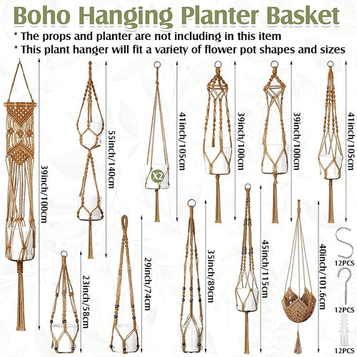 12 Pcs Macrame Plant Hangers Macrame Hanging Planters