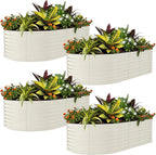Garvee 4 Pack Galvanized Raised Garden Bed, 8x4x2 ft Metal Planter Box for Flowers Herbs Vegetables, Rust-Resistant Raised Garden Beds for Gardening, Easy Assembly Outdoor Garden Box & Planters,Beige