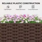 Outsunny Planter Box with Trellis, Self Watering Raised Garden Bed with Lockable Wheels, 56.3" Trellis Privacy Planter with Drainage Holes for Climbing Plants, Vines, Vegetables, Flowers, Brown