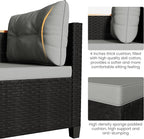 Wisteria Lane Small Patio Furniture Set, All-Weather PE Rattan Outdoor Sectional Sofa with Storage Table, L Shape Outdoor Couch with Cushions, 3 Piece Wicker Patio Furniture for Balcony, Grey