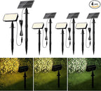 JACKYLED Solar Spot Lights Outdoor, 84-LED Solar Spotlights with 10ft Cord, 5 Lighting Modes, IP65 Waterproof Landscape Lights for Yard, Garden, Pathway, Ground & Wall Mount, 4-Pack