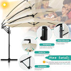 Shintenchi Patio Offset Umbrella with Easy Tilt Adjustment,Crank and Cross Base, Outdoor Cantilever Hanging Umbrella, Sunshade Umbrella Canopy, Cream White