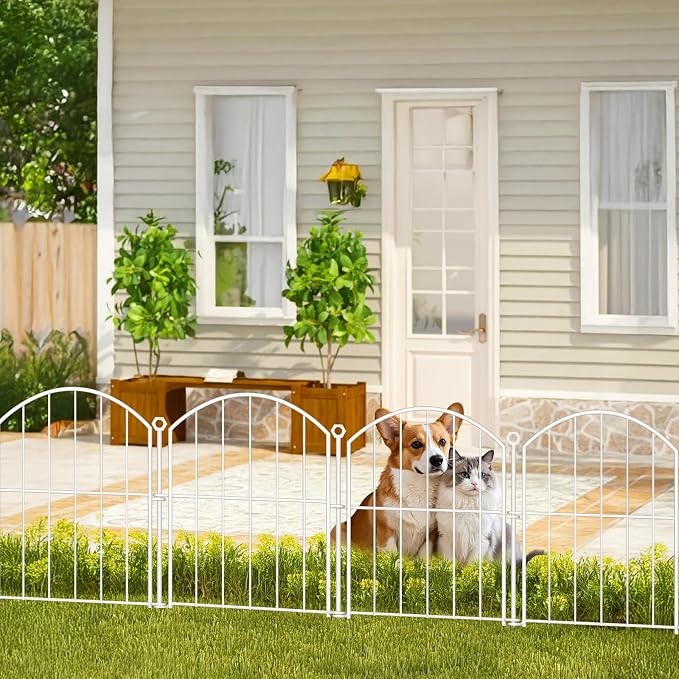 Decorative Fences, White Metal No-Dig Garden Border, 10 ft Total