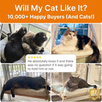 Large Cat Window Perch with Industrial-Grade Suction Cups – Solid Pine Wood Hammock Bed, Soft Cushion - 42 lb Capacity for Heavy Cats Inside