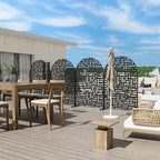 Casaphoria 72" H x 47" W Arched Metal Privacy Screen - Elegant Freestanding Outdoor Screen for Deck, Patio & Balcony - Versatile Decorative Privacy Panels for Home & Garden Use (Black-Helen)