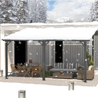 AECOJOY 14' x 10' Gazebo for Patio, Hard Top Lean to Gazebo Pergola with Roof (140 Sq.Ft Shaded), Large Wall-Mounted Heavy Duty Awnings for Patio, Decks, Backyard and More
