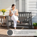 Ciokea 48" Outdoor Bench, HDPE Weatherproof Porch Bench, 2-Person Garden Benches with 550 Lbs, Waterproof Patio Benches for Outside Balcony Deck Backyard, Dark Grey