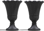 23" Tall Planters for Outdoor Plants Set of 2, Planter with Drainage Holes and Petal Design, Large Outdoor Planters for Porch, Garden, Indoor, Black
