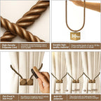 Hion Magnetic Curtain Tiebacks Dark Brown 2pcs, Curtain Tiebacks Buckles Holdbacks Holders Hooks Clip for Home Bedroom Office Decorative Curtain