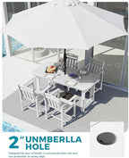 Ciokea HDPE Outdoor Dining Set, 5-Piece Patio Table and Chairs Set with Umbrella Hole, All-Weather Patio Dining Sets for 4, Durable Patio Furniture for Backyard, Garden, Lawn & Poolside, White