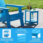 LUE BONA Adirondack Outdoor Side Table, 2-Tier Blue HDPS Patio End Table Weather Resistant, Morden Side Table for Patio, Pool, Porch