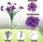 24 Purple Bundles Artificial Flowers for Outdoors/Indoors Fake Flowers Plants for Indoor Outside Garden Porch Window Box Home Wedding Farmhouse