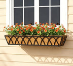 Y&M 30 Inch Fence Metal Hanging Flower Planter Window Basket Deck Railing Planter Boxes for Outdoor Garden Lawn, Window Deck with Coco Liner,6pcs