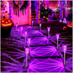 DenicMic Solar Lights Outdoor 10 Pack Waterproof Purple LED Stainless Steel Stake Outside Lights for Yard Pathway Garden Driveway Walkway Landscape Path Lighting Halloween Decorations Outdoor