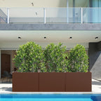 Galvanized Steel Planter Box with Removable Insert Shelf - 32x12x24 Inches Tall Planters for Outdoor&Indoor, Coffee
