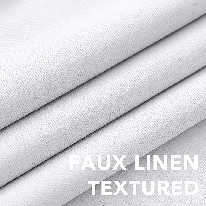 H.VERSAILTEX Primitive Polyester and Acrylic Curtains 100% Blackout Curtain Drapes Burlap Curtains with White Thermal Insulated Liner, Grommet Top Drapes (2 Panels, 42 x 84 Inch, Bright White)