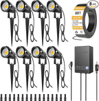 ZUCKEO All-in-One Landscape Lighting Kit, 5W LED Low Voltage Landscape Lights with Transformer and 80FT Wire, Waterproof Outdoor Spotlight with Connectors for Yard Garden House, 3000K 12-24V 8Pack