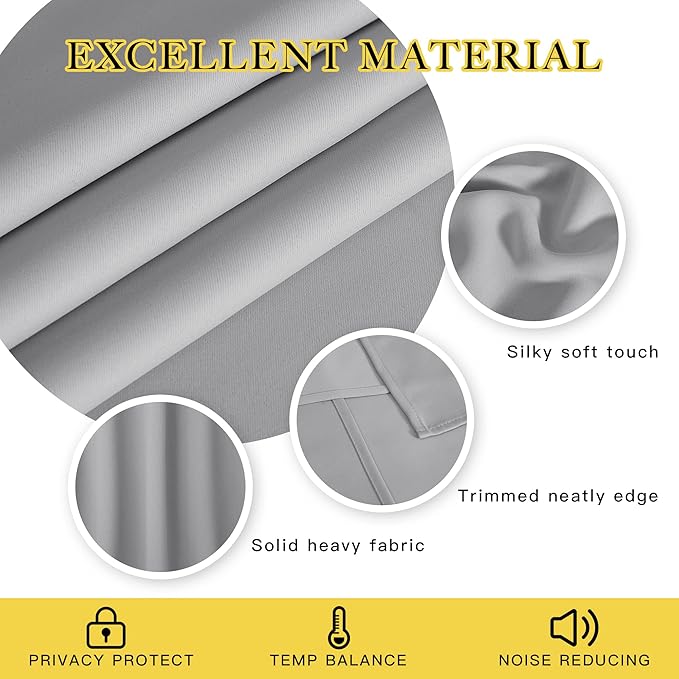 NICETOWN Blackout Silver Grey Curtain Vertical Blinds, Grommet Room Darkening Curtain Thermal Drape Extra Long Sound Dampening for Living Room/Bedroom (W66 x L102, 1 Panel)