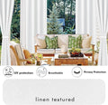 Outdoor Curtains White Waterproof Linen Blend 4-Pack 110 x 84 Inch