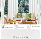 Outdoor Curtain Panels, Waterproof White Linen Blend, 110 x 95 Inch