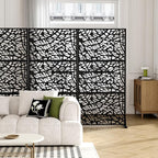 Casaphoria Metal Privacy Screen Outdoor, 72" H x 35" W Freestanding Decorative Privacy Screen for Patio Deck Balcony Garden with Stable Base, Black-Net