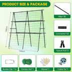 Cucumber Trellis, 47''X47'' A-Frame Cucumber Trellis for Raised Bed with Climbing Net, Metal Garden Trellis for Climbing Plants for Cucumber,Tomato, Grapes and Flowers