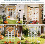 5.25FT Garden Trellis for Climbing Plants Outdoor, White Iron Pipe Support Fence, Metal Wall Trellis Climbing Frame, Trellis for Potted Plants Indoor for Ivy Vines Vegetable Flower