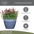 Classic Home and Garden Corinthian Resin Planter Pot - Outdoor & Indoor Plant Pot - Round Planter for Plants & Flowers (8" Storm Gray, Pack of 1)