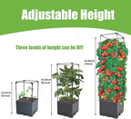 Sunnyglade 2 Pcs Raised Garden Bed Planter Box with Trellis, 44” Tomato Trellis Planter for Various Vine Climbing Plants Vegetables Detachable Frame for Outdoor Indoor Terrace