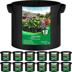 12-Pack 7 Gallon Thickened Non-Woven Grow Bags, Aeration Fabric Pots with Handles