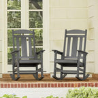 LUE BONA Outdoor Rocking Chairs Set of 2, Weather Resistant HDPS Poly Rocker Chairs, 350lb Heavy Duty, Oversized Porch Rocker for Adult, High Back Smooth Rocking Chairs for Outdoor & Indoor, Gray