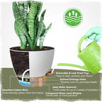 Self-Watering Pots for Indoor Plants 4 Pack, 6/8/10/12 Inch Outdoor Planters with Water Level Indicator&Deep Reservoir, Decorative Flower Pots for Indoor Plants,Home Decor (White, 12+10+8+6 inch)