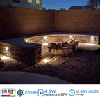 LEONLITE 8-Pack Premium Series 5CCT 7 Inch LED Hardscape Lighting Swivel, 2200K/2700K/3000K/4000K/5000K Selectable, Retaining Wall Light Low Voltage, 12V Paver Light, 4.5W Outdoor Step Light, ETL