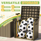 Greesum 31 Gallon Deck Box for Outside, All Weather Outdoor Storage Boxes for Patio Furniture Set, Package Delivery Box, Garden Tools, Light Coffee(Set of 2)