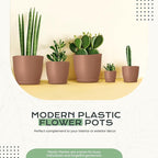 Utopia Home - Plant Pots Indoor with Drainage - 7/6.6/6/5.3/4.8 Inches Home Decor Flower Pots - Plastic Planters for Indoor Plants, Cactus, Succulents Pot (Terracotta, Pack of 10)