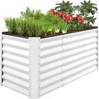 Best Choice Products 4x2x2ft Outdoor Metal Raised Garden Bed, Deep Root Box Planter for Vegetables, Flowers, Herbs, 119 Gallon Capacity, 100% Non Toxic Materials - White