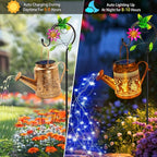 Solar Lanterns Outdoor Waterproof, Hummingbird Watering Can Garden Decor, Hanging Solar Path Lights Yard Art, Outside Patio Decoration Gardening Christmas Gift for Mom Grandma Women with Shepherd Hook