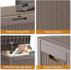 EasyUp 30 Gallon Outdoor Deck Box Waterproof, Lager Patio Storage Box Indoor and Outdoor Use,Resin Storage Bin for Patio Furniture Cushions Garden Tools, Package Delivery,UV Resistant（Gray）