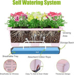 Window Box Planter 8 Pcs, 17 Inches Rectangle Flower Pots with Drainage Holes & Trays, Vegetable Planters for Windowsill Patio Garden Balcony Home Indoor Outdoor (Pink, 16 * 7 * 6 inch)