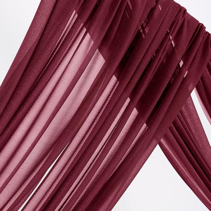 Outdoor Curtains Burgundy Sheer Gauze Arch Drape, 2 Panels 29 x 240 Inch