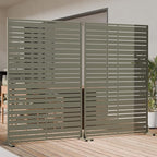Casaphoria Metal Privacy Screen Outdoor, 72" H x 47" W Freestanding Decorative Privacy Screen for Patio Deck Balcony Garden with Stable Base, Grey-Benjamin