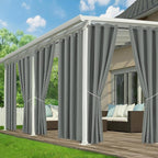 Patio Curtains Outdoor Waterproof - 6 Panels Privacy Weatherproof Outside Curtains with Grommets for Pergola, Gazebo, Porch, Cabana, Balcony, 54 x 95 Inch, Grey
