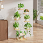 Plant Stand Indoor with Grow Light - 8 Tiered Plant Shelf Indoor, Corner Plant Stand, 49" Tall Plant Shelf with Lights for Indoor Growing, Lighted Flower Holder for Living Room, Balcony (White)
