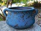 Egyptian Era Designed Earthen Ware Terra-Cotta Vessel/Planter with Looped Handles. Blue